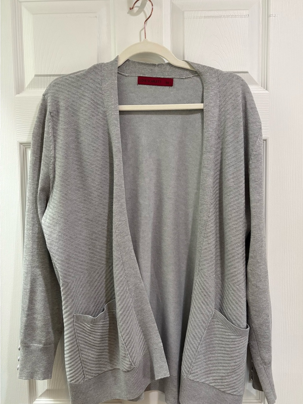 Scarlett Light Gray Open-Front Cardigan Sweater